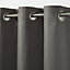 Moggo Dark grey Herringbone Blackout Eyelet Curtain (W)167cm (L)228cm, Single
