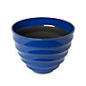 Momoka G Blue Plastic Ribbed Circular Plant pot (Dia)30cm