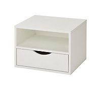 Monda Matt white 1 Drawer Bedside table (H)250mm (W)300mm (D)350mm