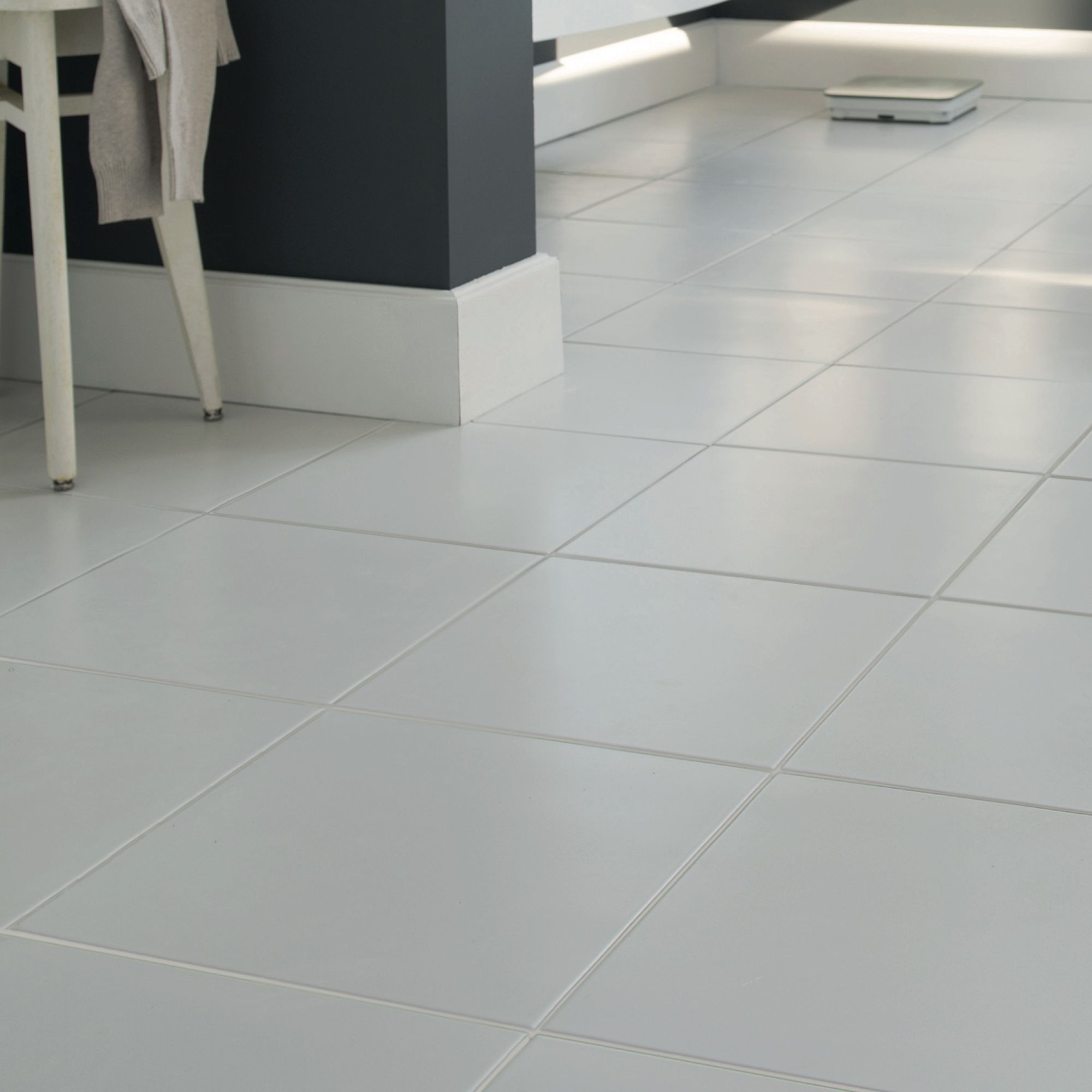 Monzie White Satin Stone effect Ceramic Wall & floor Tile, Pack of 13, (L)333mm (W)333mm