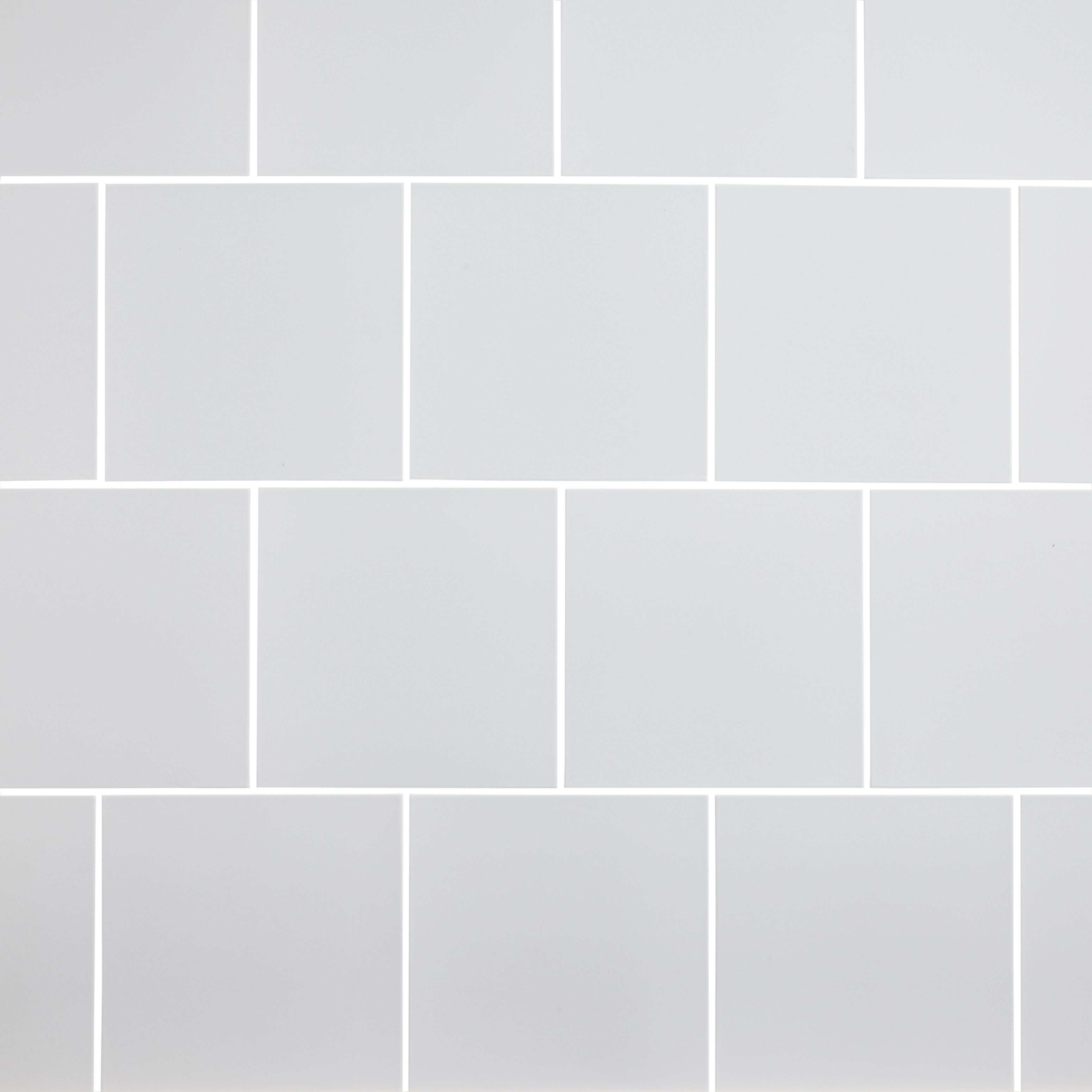 Monzie White Satin Stone effect Ceramic Wall & floor Tile, Pack of 13, (L)333mm (W)333mm