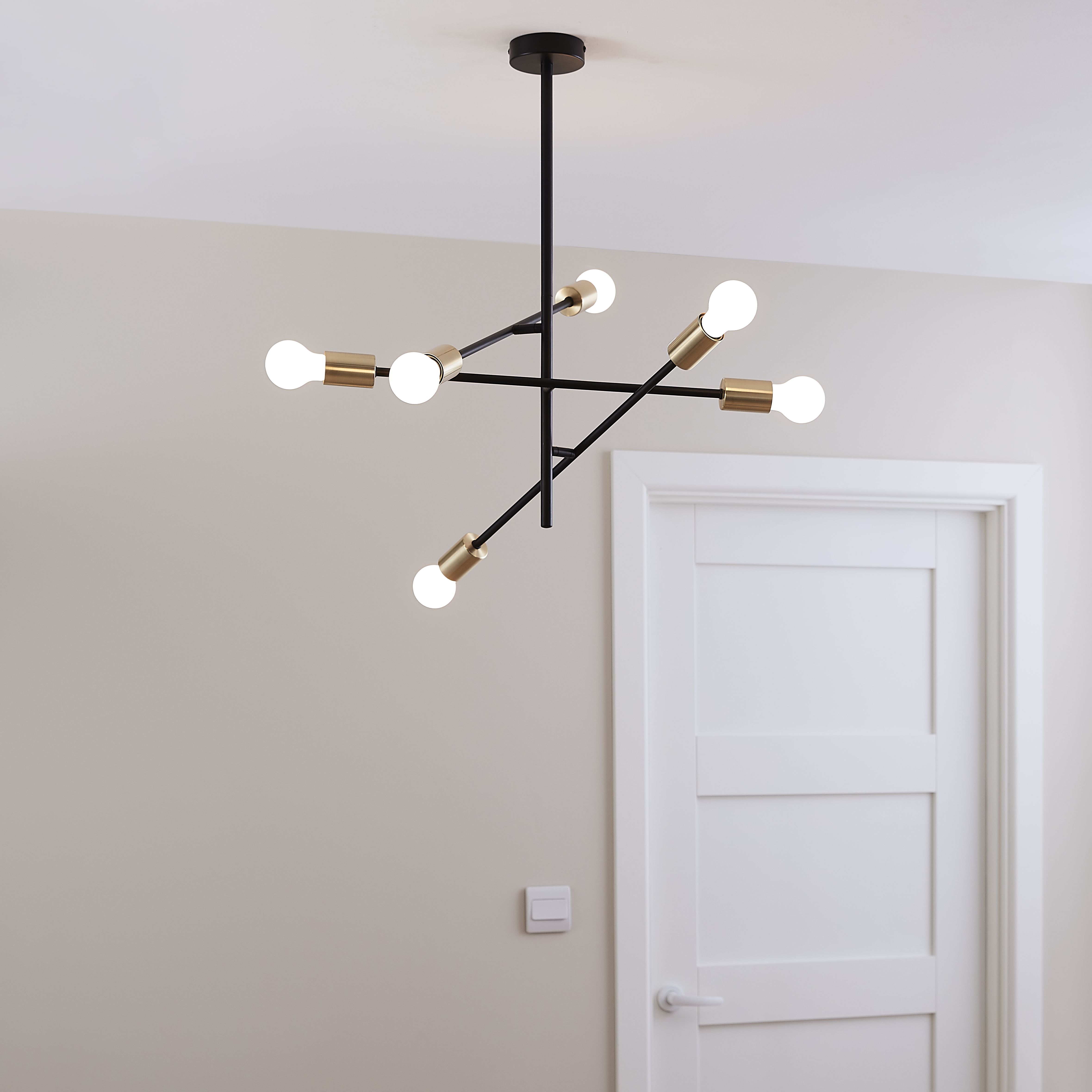 Monzoni Black Gold Effect 6 Lamp Pendant Ceiling Light Dia 515mm Tradepoint