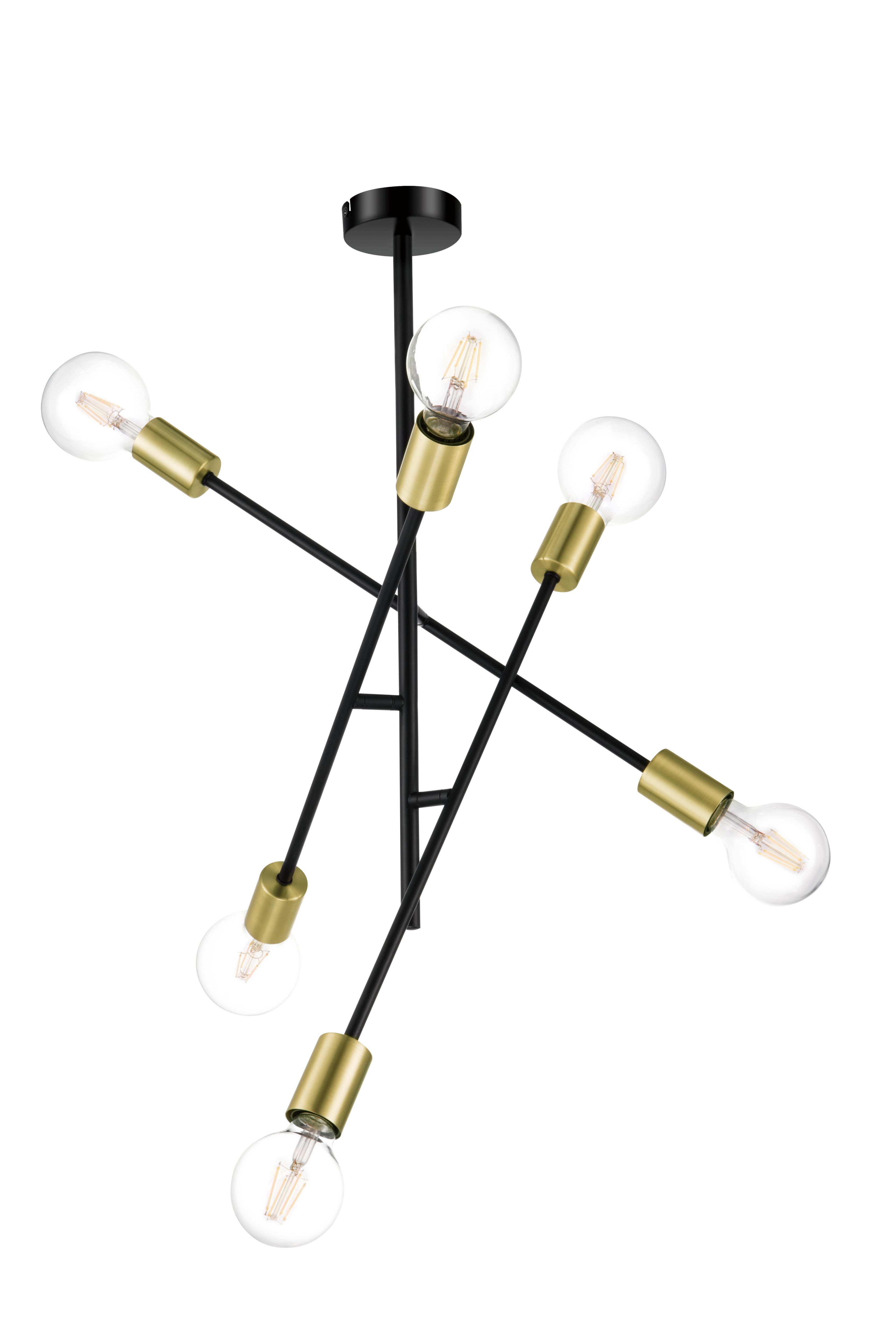 Monzoni Black Gold effect 6 Lamp Pendant ceiling light, (Dia)515mm