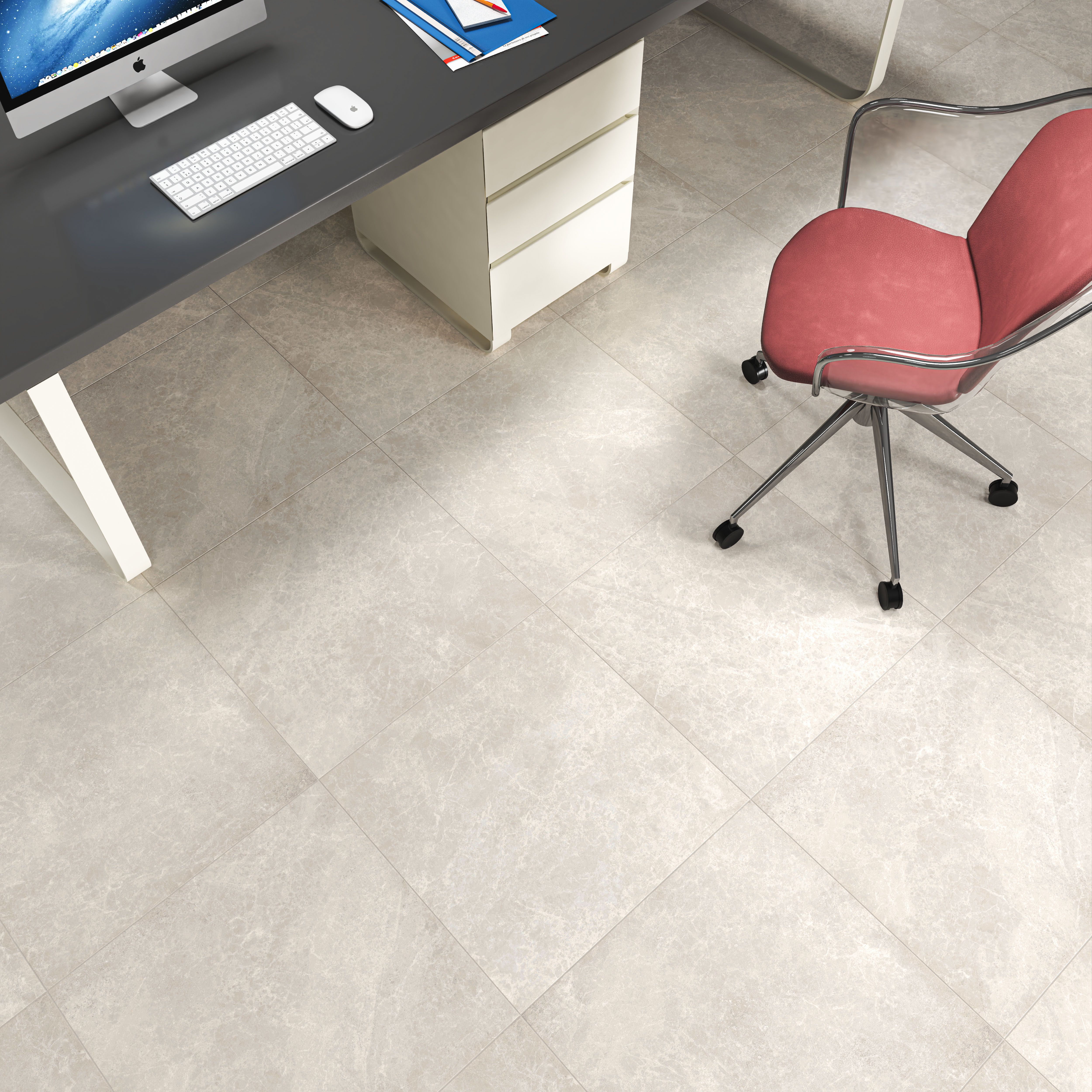 Moonstone White Stone effect Porcelain Indoor Wall & floor Tile Sample