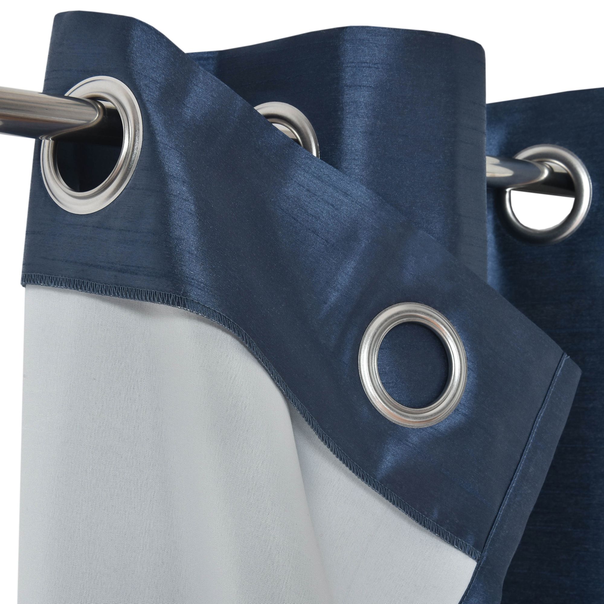 Morea Blue Plain woven Lined Eyelet Curtain (W)167cm (L)228cm, Pair