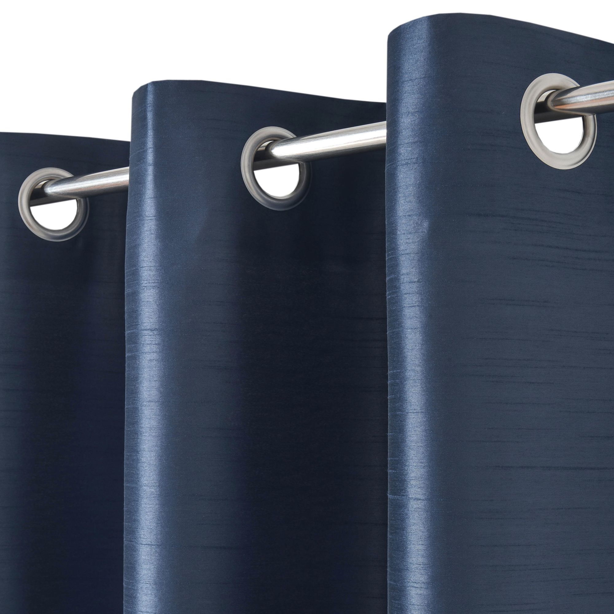 Morea Blue Plain woven Lined Eyelet Curtain (W)167cm (L)228cm, Pair