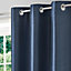 Morea Blue Plain woven Lined Eyelet Curtain (W)228cm (L)228cm, Pair
