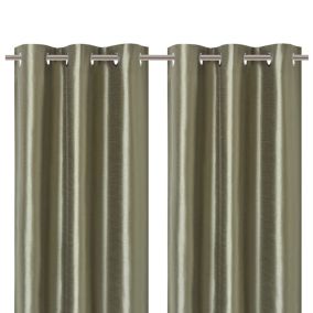 Morea Light green Plain woven Lined Eyelet Curtain (W)167cm (L)183cm, Pair