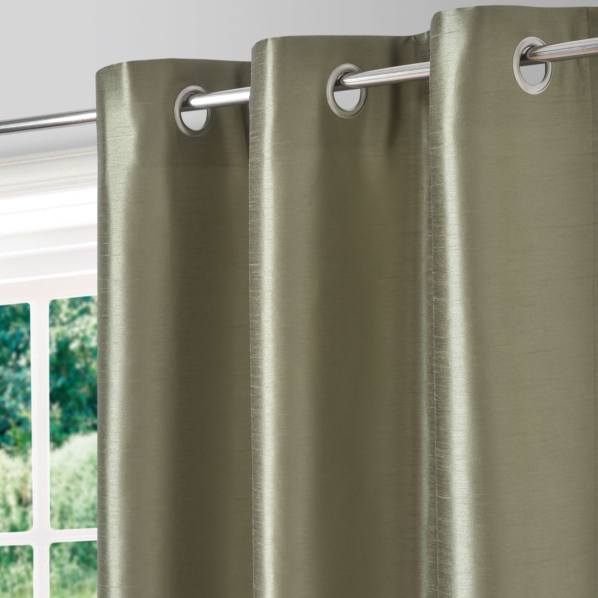 Morea Light green Plain woven Lined Eyelet Curtain (W)167cm (L)228cm, Pair