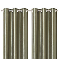 Morea Light green Plain woven Lined Eyelet Curtain (W)167cm (L)228cm, Pair