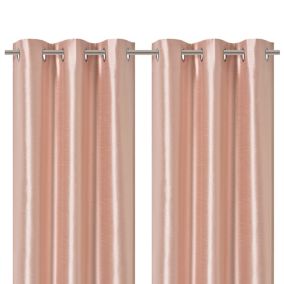 Morea Pink Plain woven Lined Eyelet Curtain (W)167cm (L)228cm, Pair