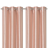 Morea Pink Plain woven Lined Eyelet Curtain (W)228cm (L)228cm, Pair