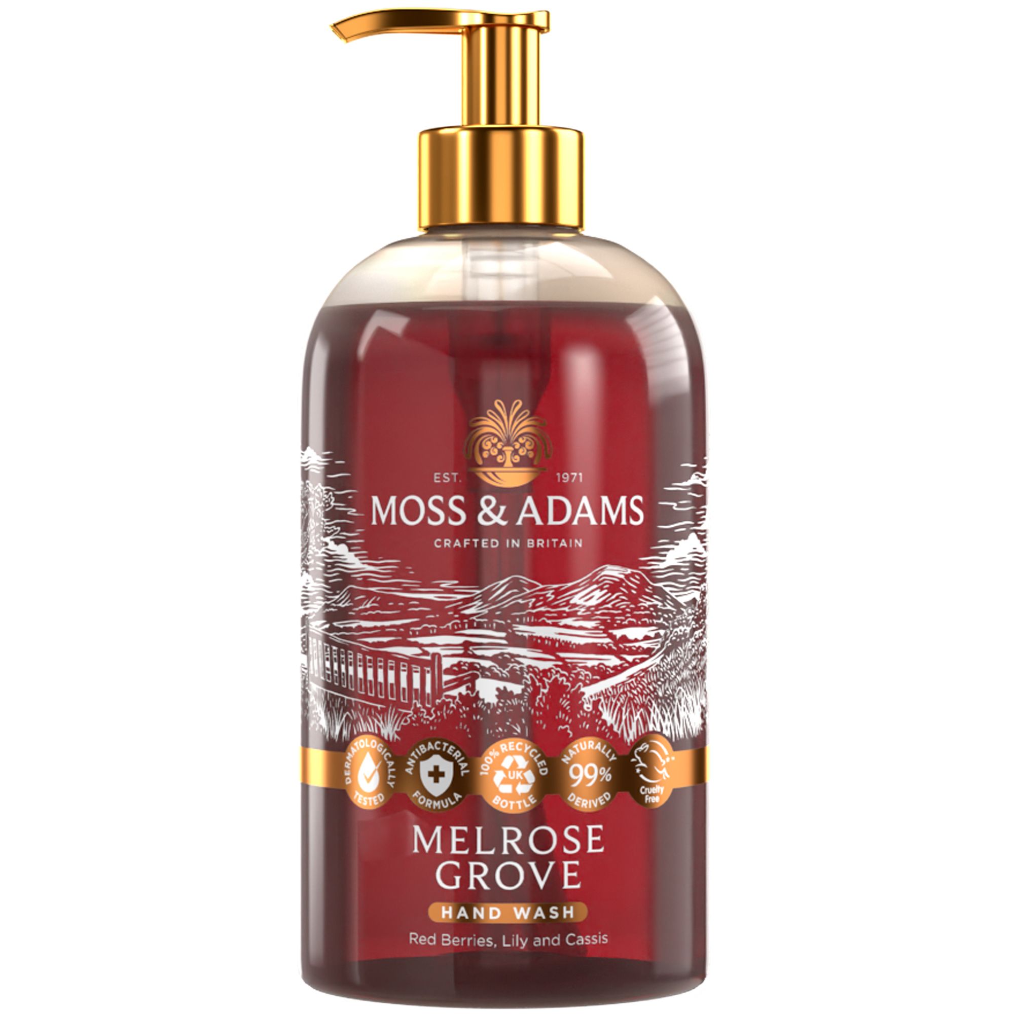 Moss & Adams Melrose Grove Red Berries, Lily & Cassis Antibacterial Hand wash, 500ml