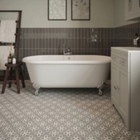 Mr Jones Grey Matt Patterned Cement tile effect Ceramic Wall & floor tile, Pack of 11, (L)300mm (W)300mm