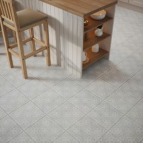 Mr Jones Light Grey Matt Patterned Ceramic Wall & floor Tile Sample