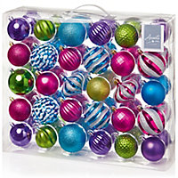 Multicolour Plastic Mixed Bauble, Pack of 60