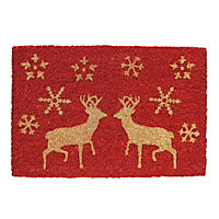 Multicolour Reindeer Door mat, 60cm x 40cm