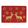 Multicolour Reindeer Door mat, 60cm x 40cm