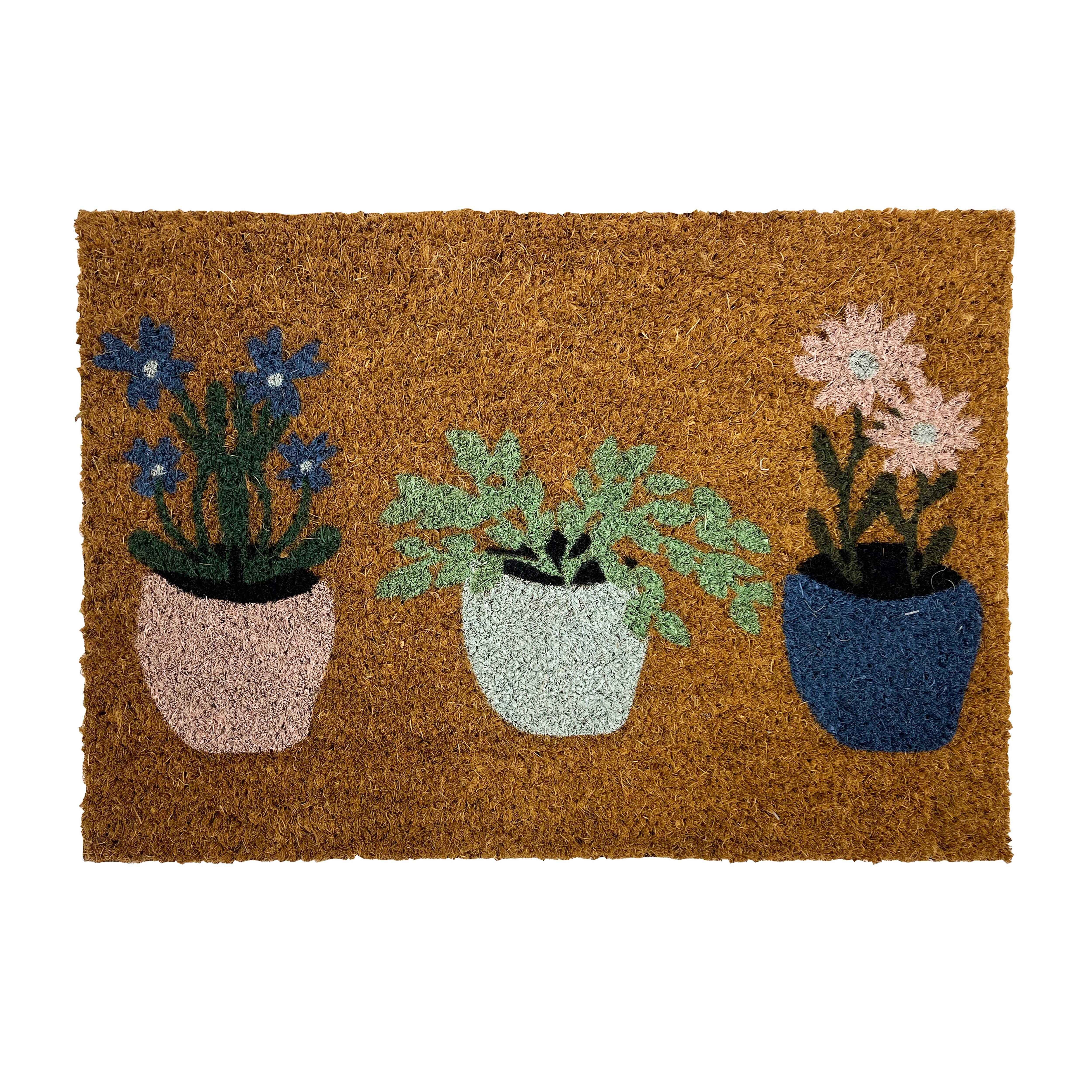 Multicoloured Flower Pots Rectangular Door mat, 57cm x 40cm
