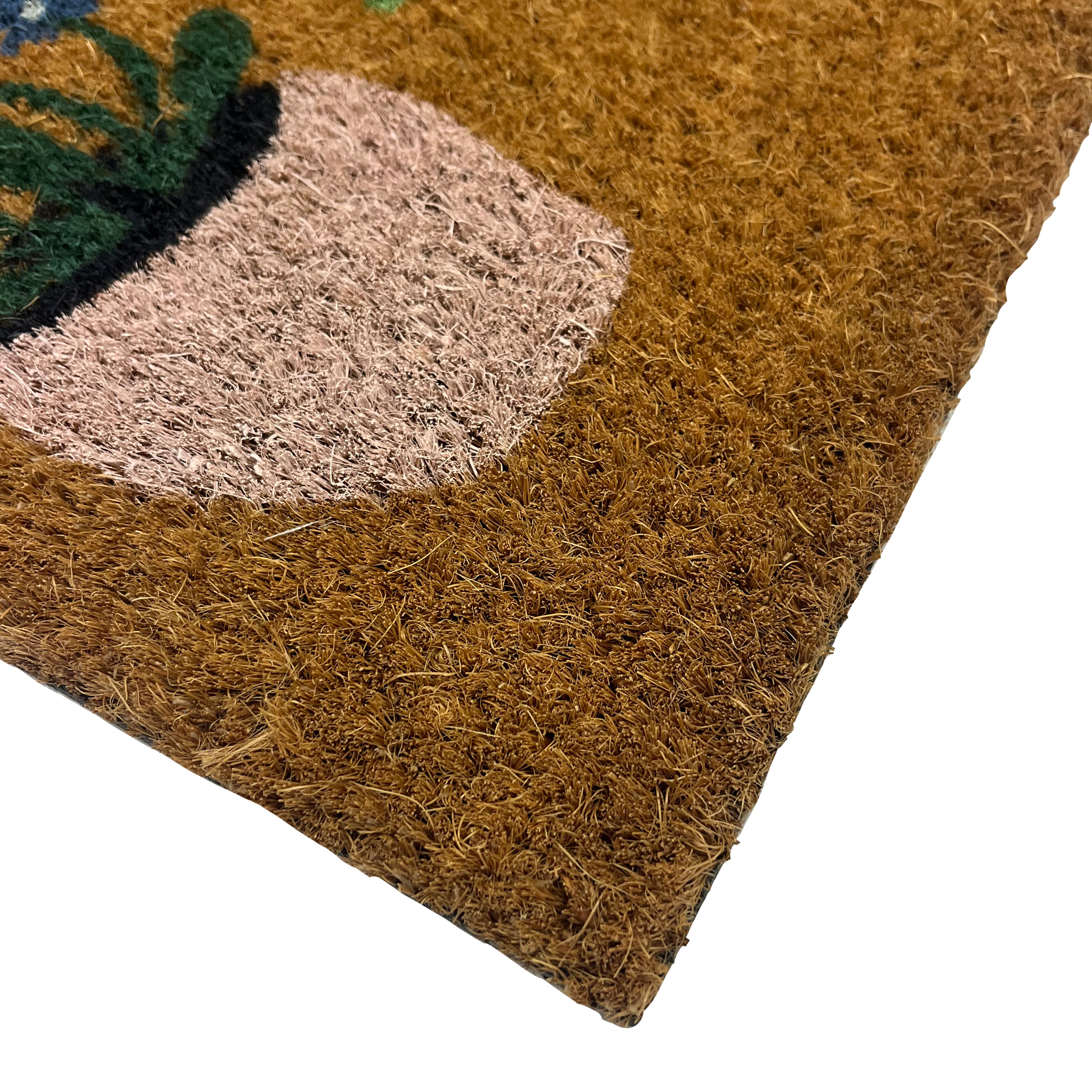 Multicoloured Flower Pots Rectangular Door mat, 57cm x 40cm