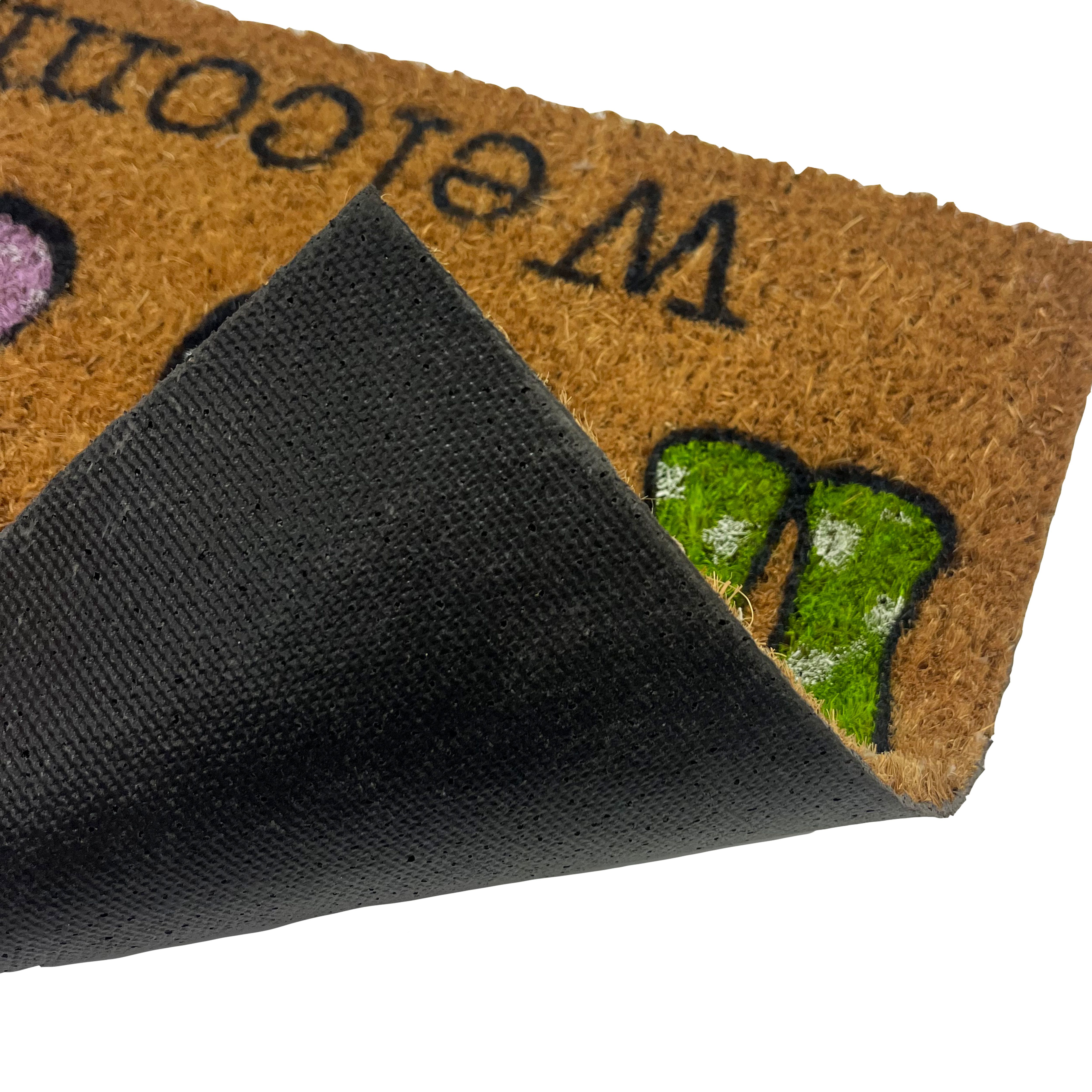 Multicoloured Wellies Welcome Rectangular Door mat, 57cm x 40cm