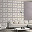 Muriva 3D squares Grey Geometric Smooth Wallpaper