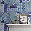 Muriva Blue Moroccan tiles Smooth Wallpaper