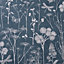 Muriva Botanical blackboard Teal Foliage Smooth Wallpaper