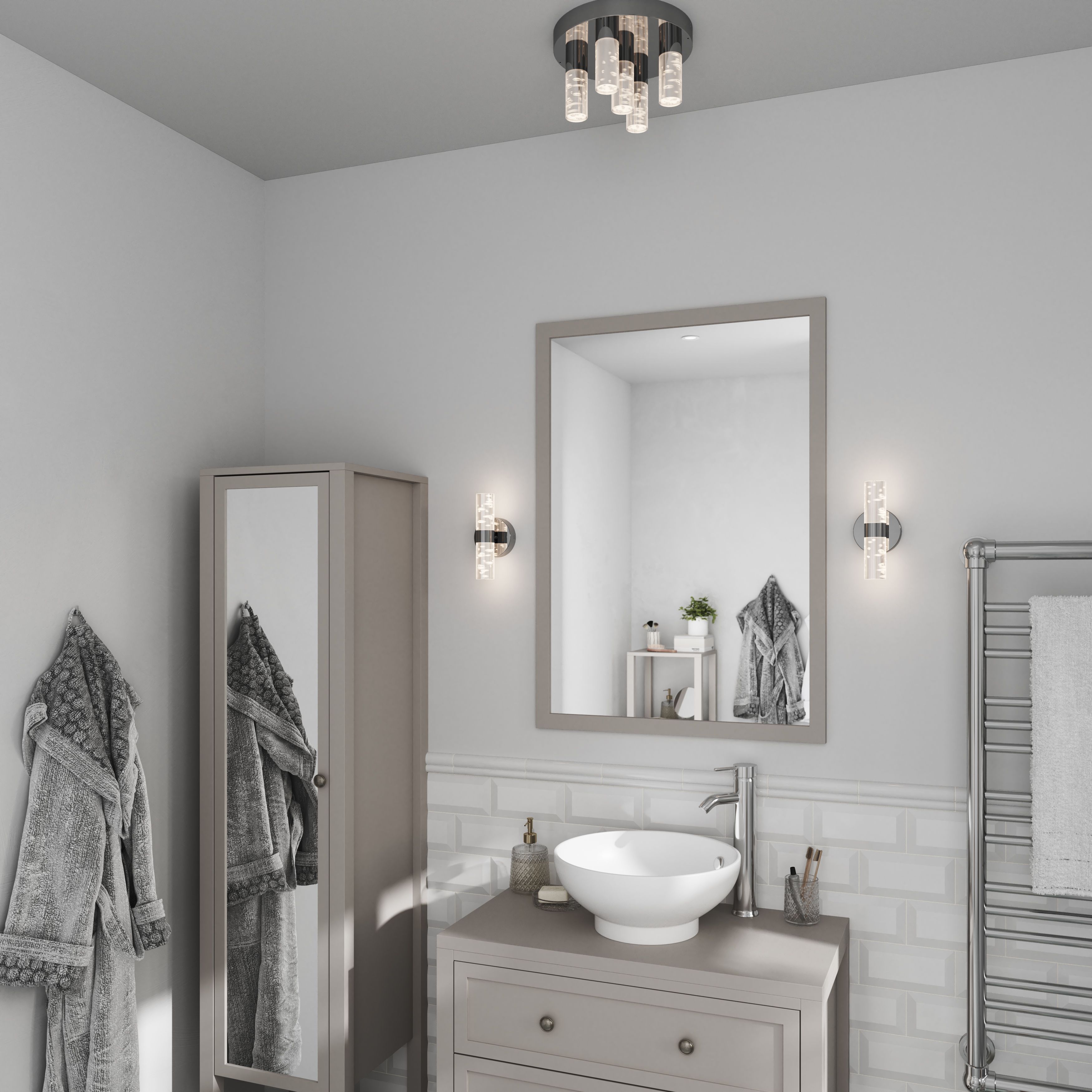 Myvat Chrome effect 5 Lamp Bathroom Ceiling light Tradepoint