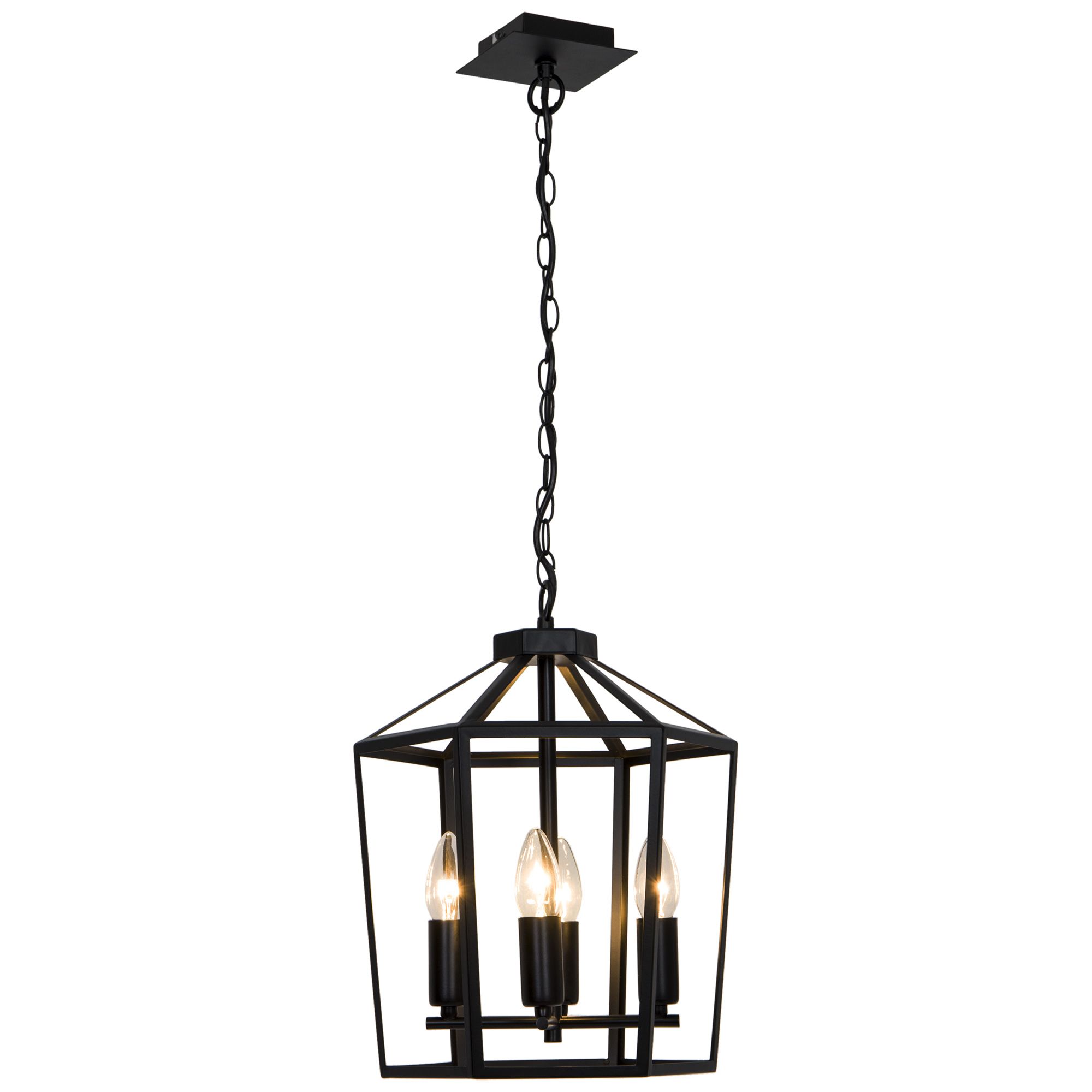 Nantan Matt Black 4 Lamp Pendant ceiling light, (Dia)300mm