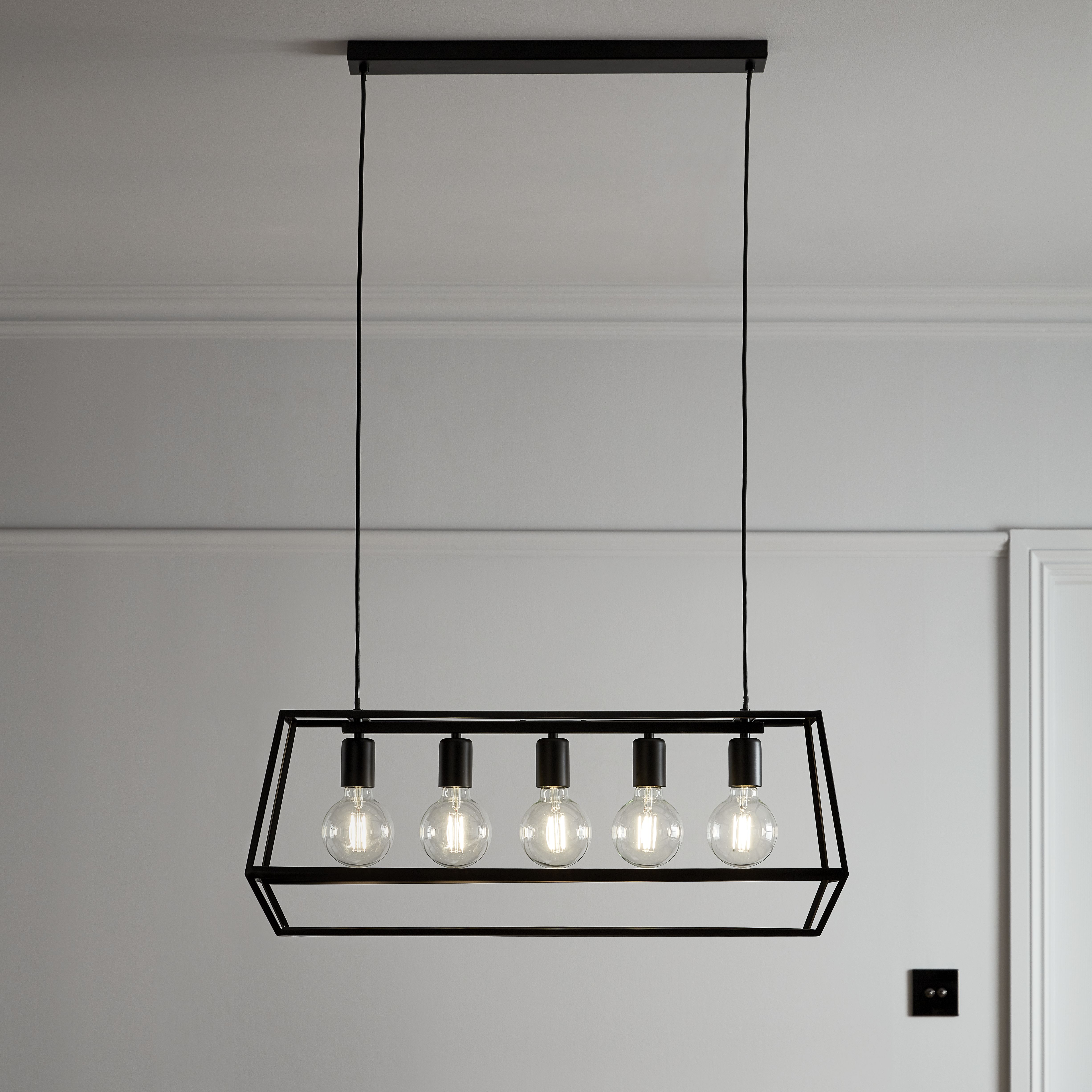 Nantan Matt Black 5 Lamp Pendant ceiling light, (Dia)780mm