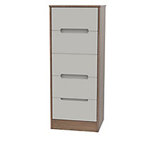 Nantes Satin cashmere oak effect Chipboard & MDF 5 Drawer Tall Chest of drawers (H)1135mm (W)450mm (D)400mm