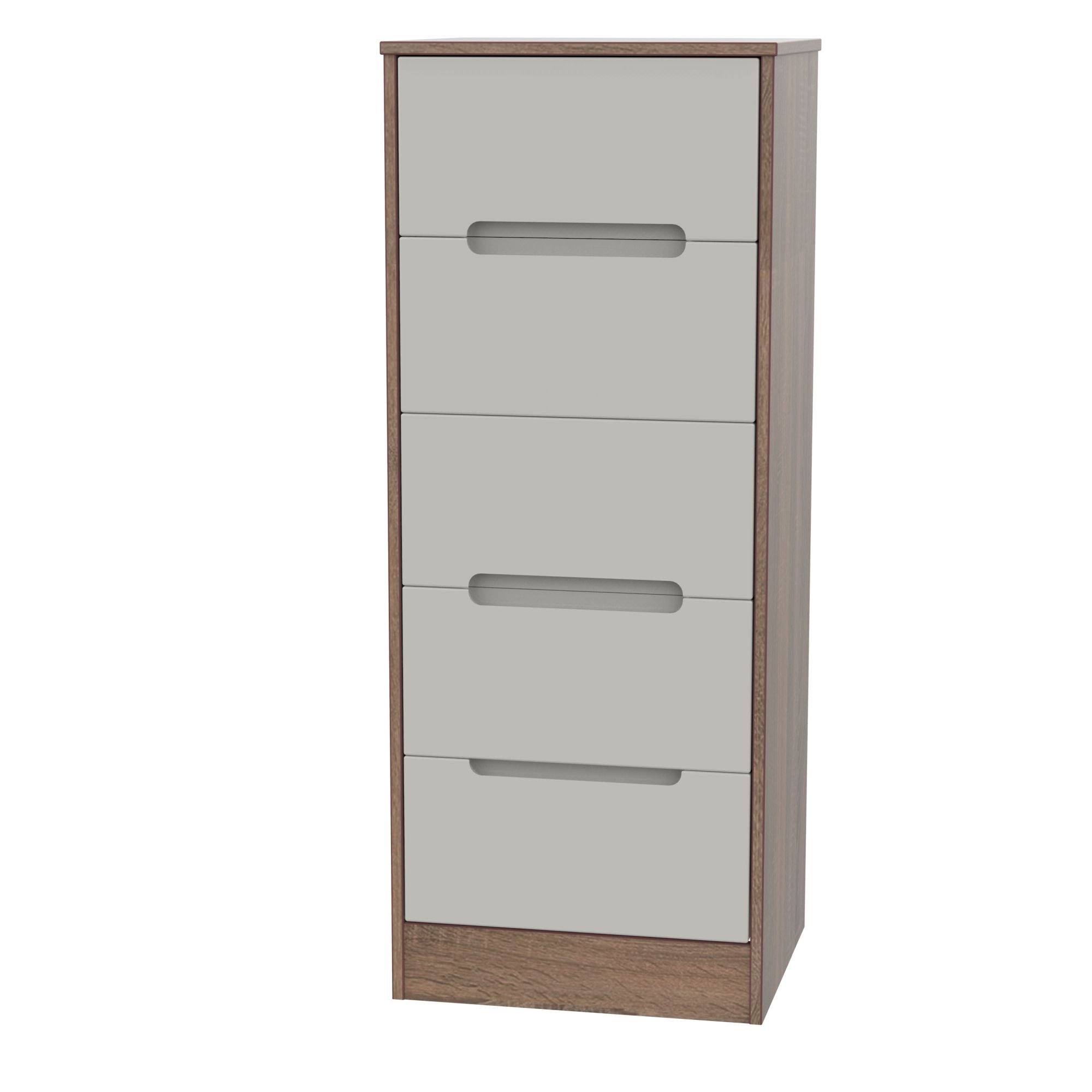 Nantes Satin cashmere oak effect Chipboard & MDF 5 Drawer Tall Chest of