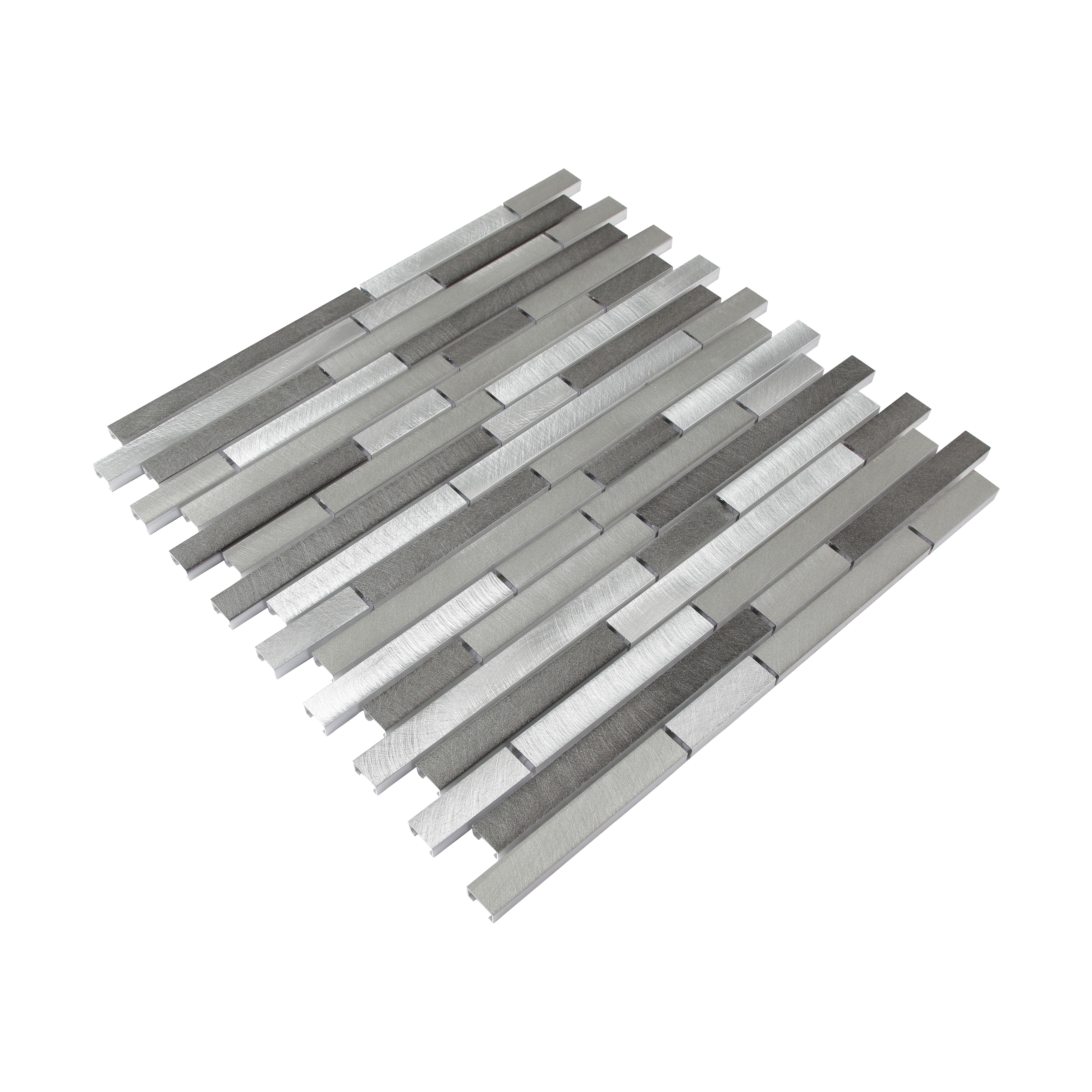 Naplo Grey Aluminium Mosaic tile, (L)304mm (W)300mm
