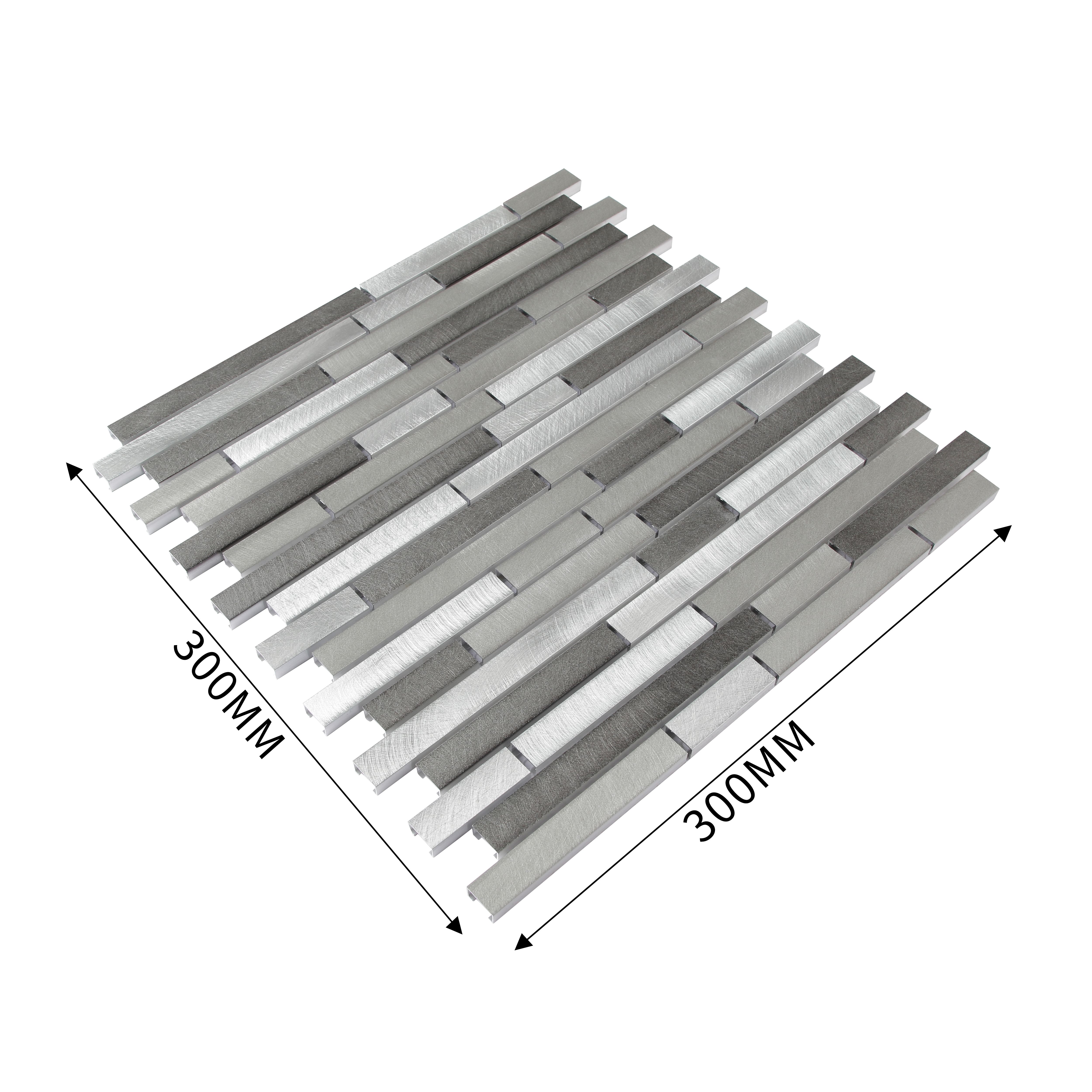 Naplo Grey Aluminium Mosaic tile, (L)304mm (W)300mm