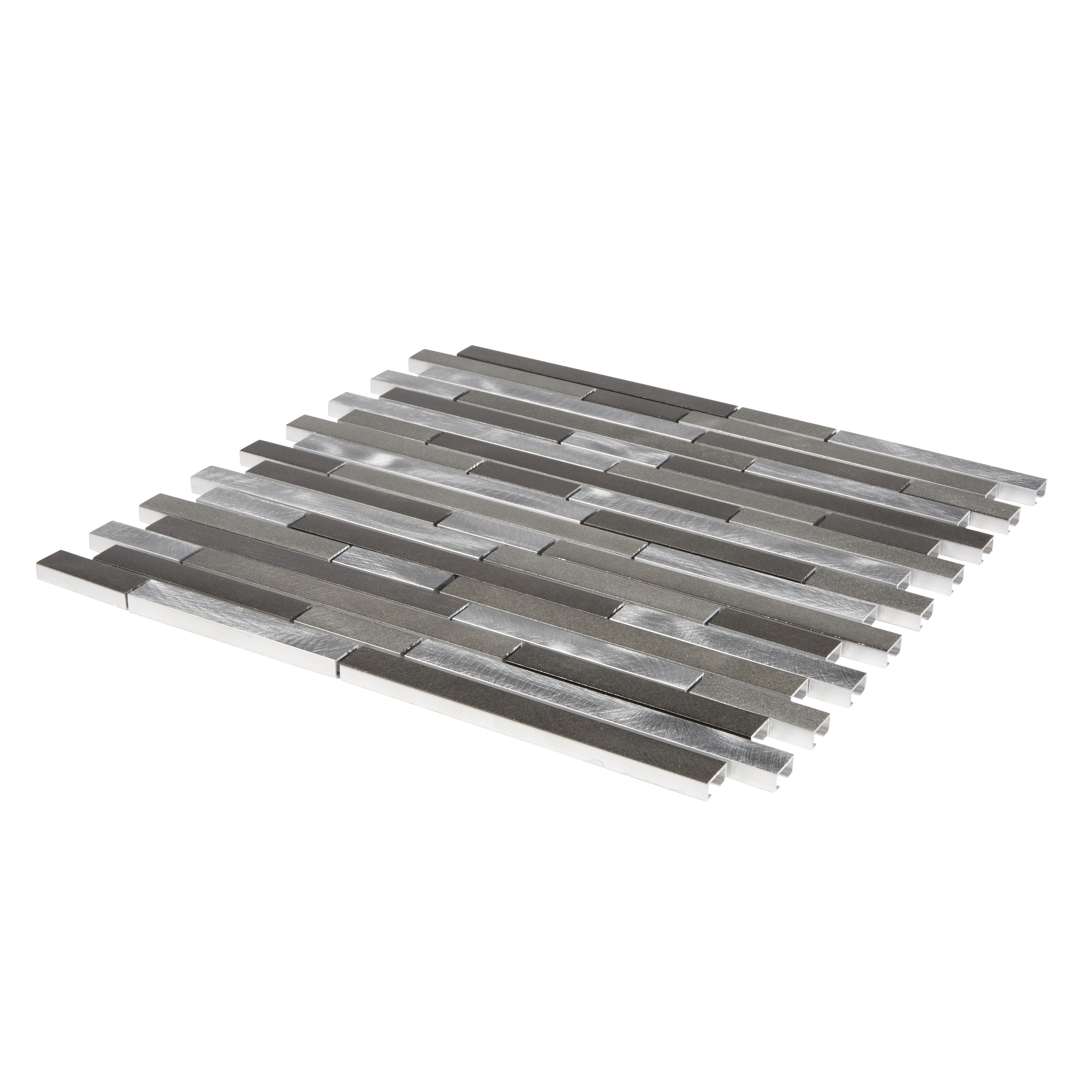 Naplo Grey Aluminium Mosaic tile, (L)304mm (W)300mm