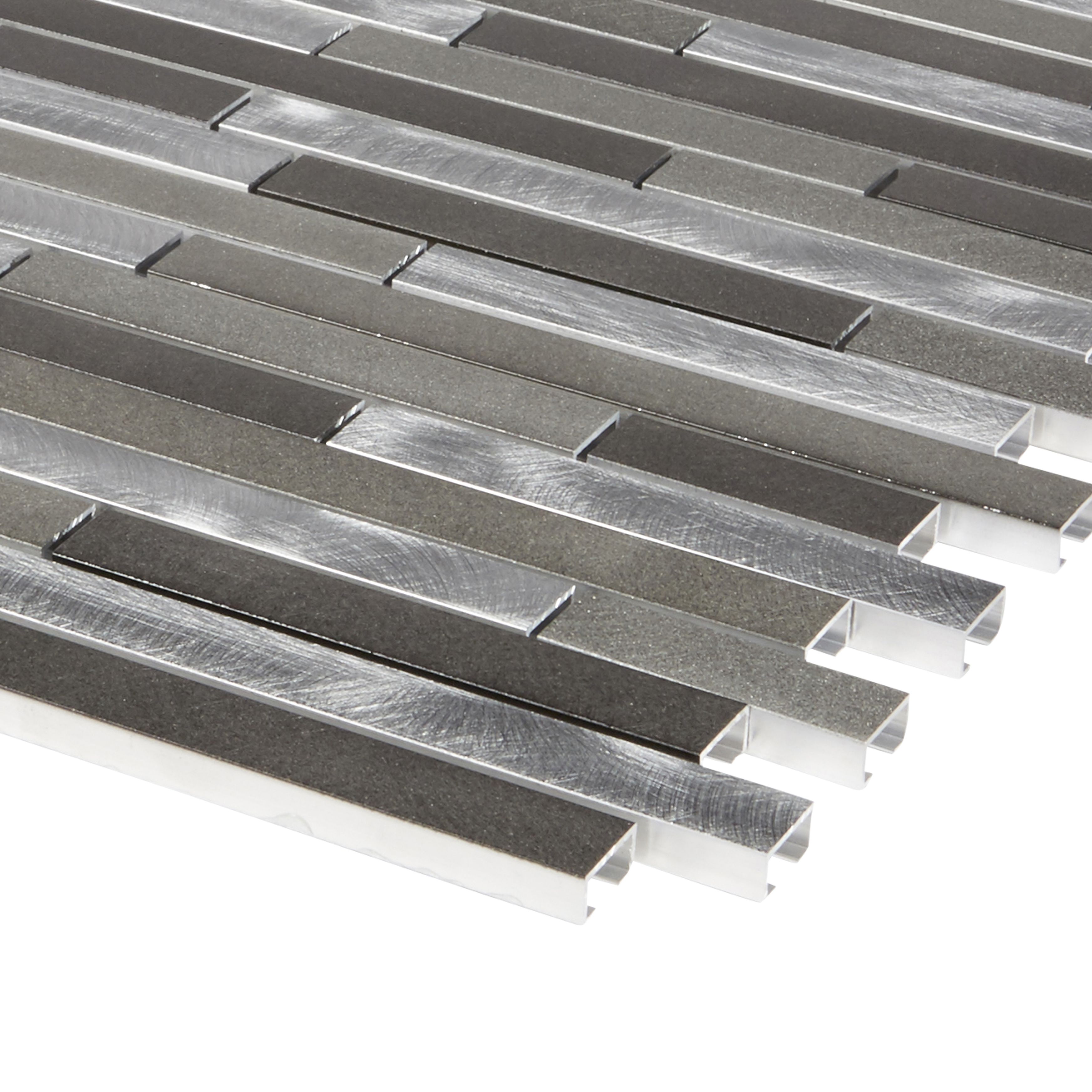 Naplo Grey Aluminium Mosaic tile, (L)304mm (W)300mm