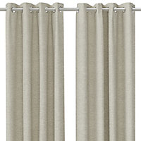 Napour Beige Plain Lined Eyelet Curtain (W)117cm (L)137cm, Pair