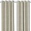 Napour Beige Plain Lined Eyelet Curtain (W)228cm (L)228cm, Pair