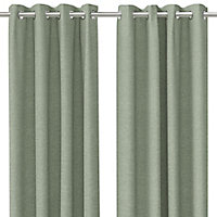 Napour Light green Plain Lined Eyelet Curtain (W)228cm (L)228cm, Pair