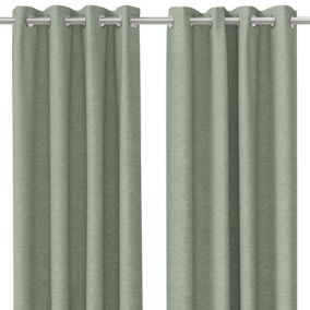Napour Light green Plain Lined Eyelet Curtain (W)228cm (L)228cm, Pair