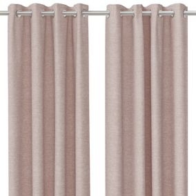 Napour Pink Plain Lined Eyelet Curtain (W)167cm (L)183cm, Pair