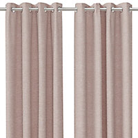 Napour Pink Plain Lined Eyelet Curtain (W)167cm (L)228cm, Pair