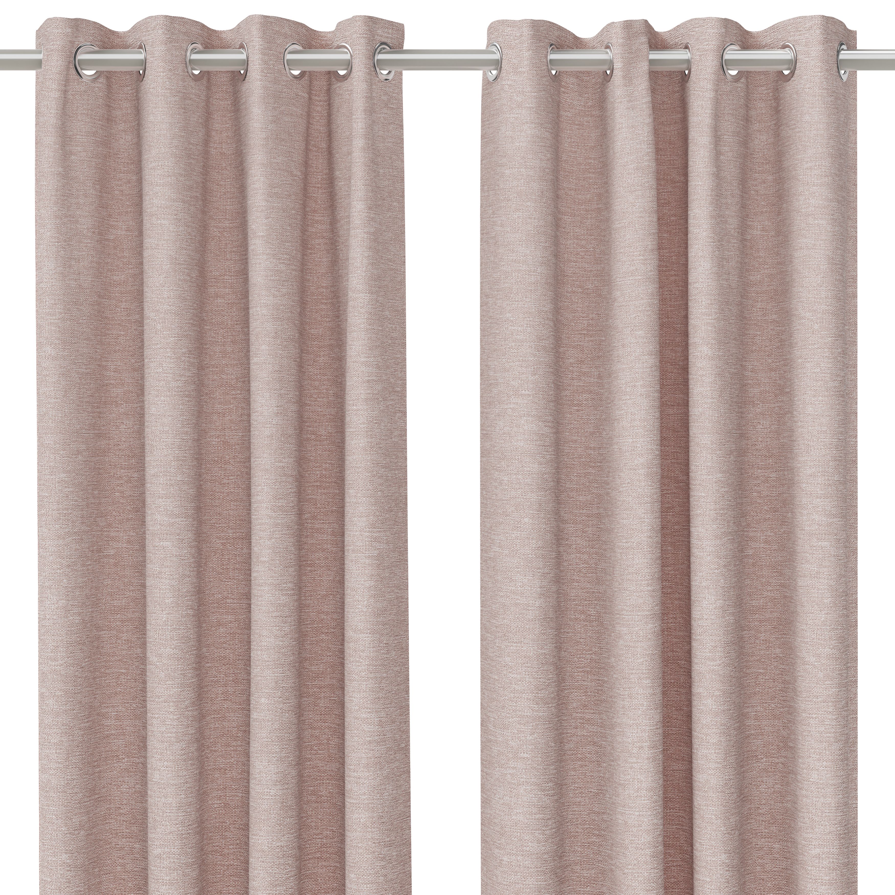 Napour Pink Plain Lined Eyelet Curtain (W)167cm (L)228cm, Pair