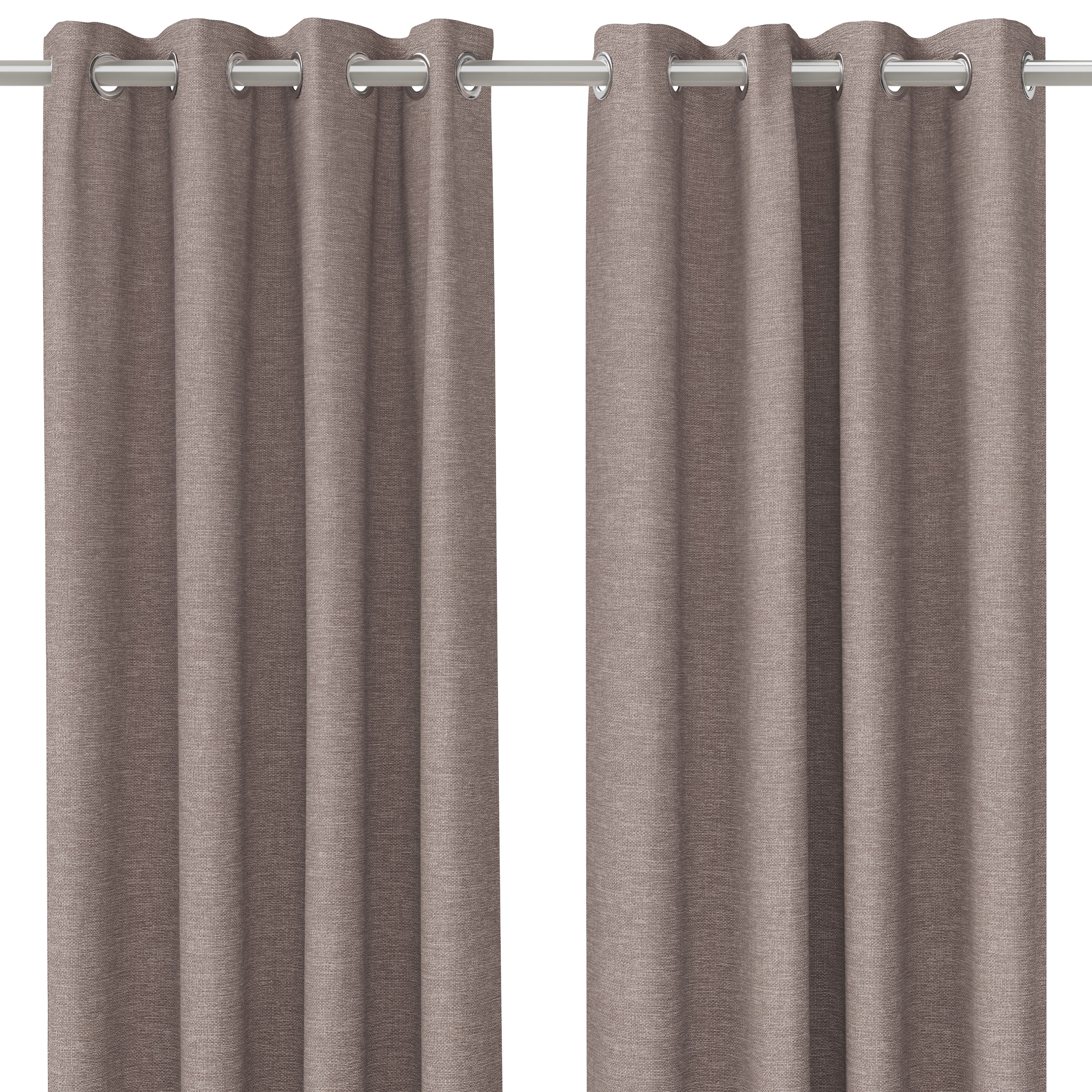 Napour Taupe Plain Lined Eyelet Curtain (W)117cm (L)137cm, Pair