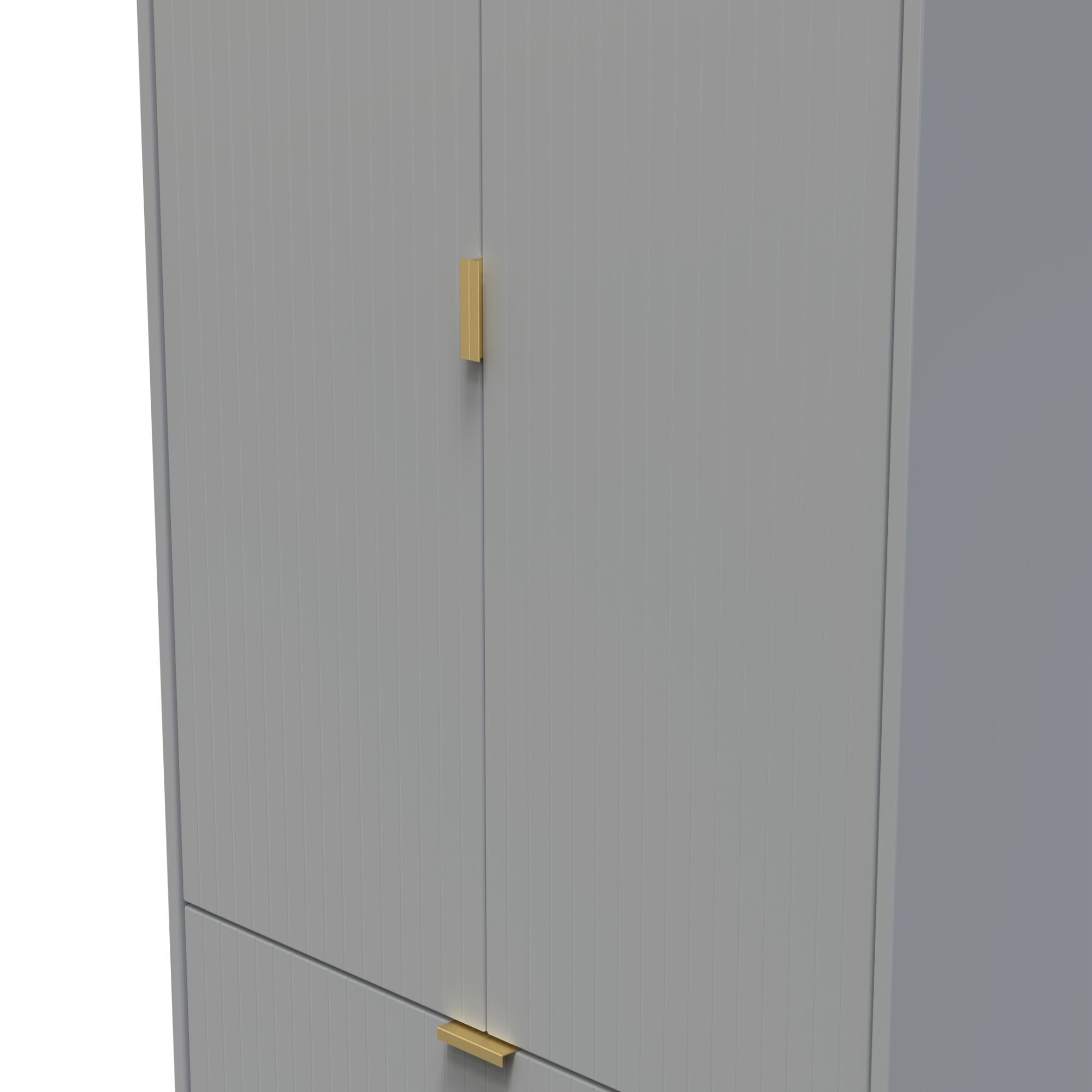 Nashville Ready assembled Contemporary Grey 2 Drawer Tall Double Wardrobe (H)1960mm (W)740mm (D)520mm