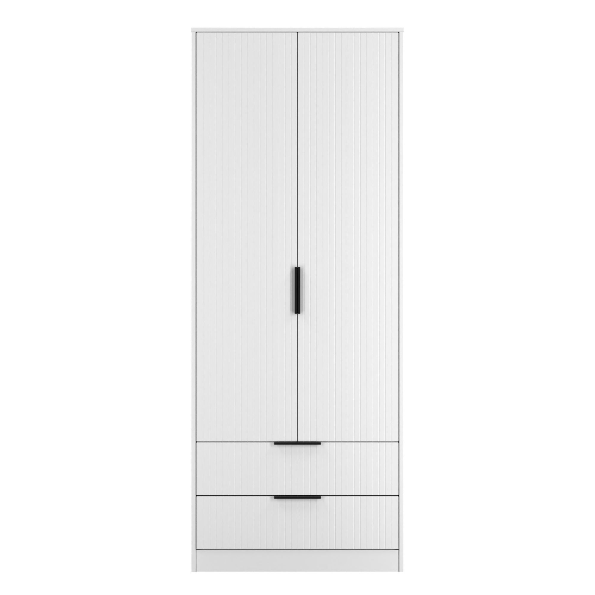 Nashville Ready assembled Contemporary White 2 Drawer Tall Double Wardrobe (H)1960mm (W)740mm (D)520mm