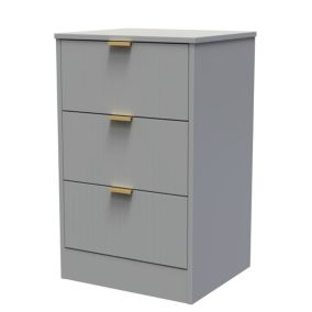 Nashville Ready assembled Grey 3 Drawer Bedside chest (H)726mm (W)450mm (D)395mm