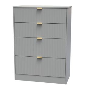 Nashville Ready assembled Grey 4 Drawer Chest (H)1063mm (W)766mm (D)395mm