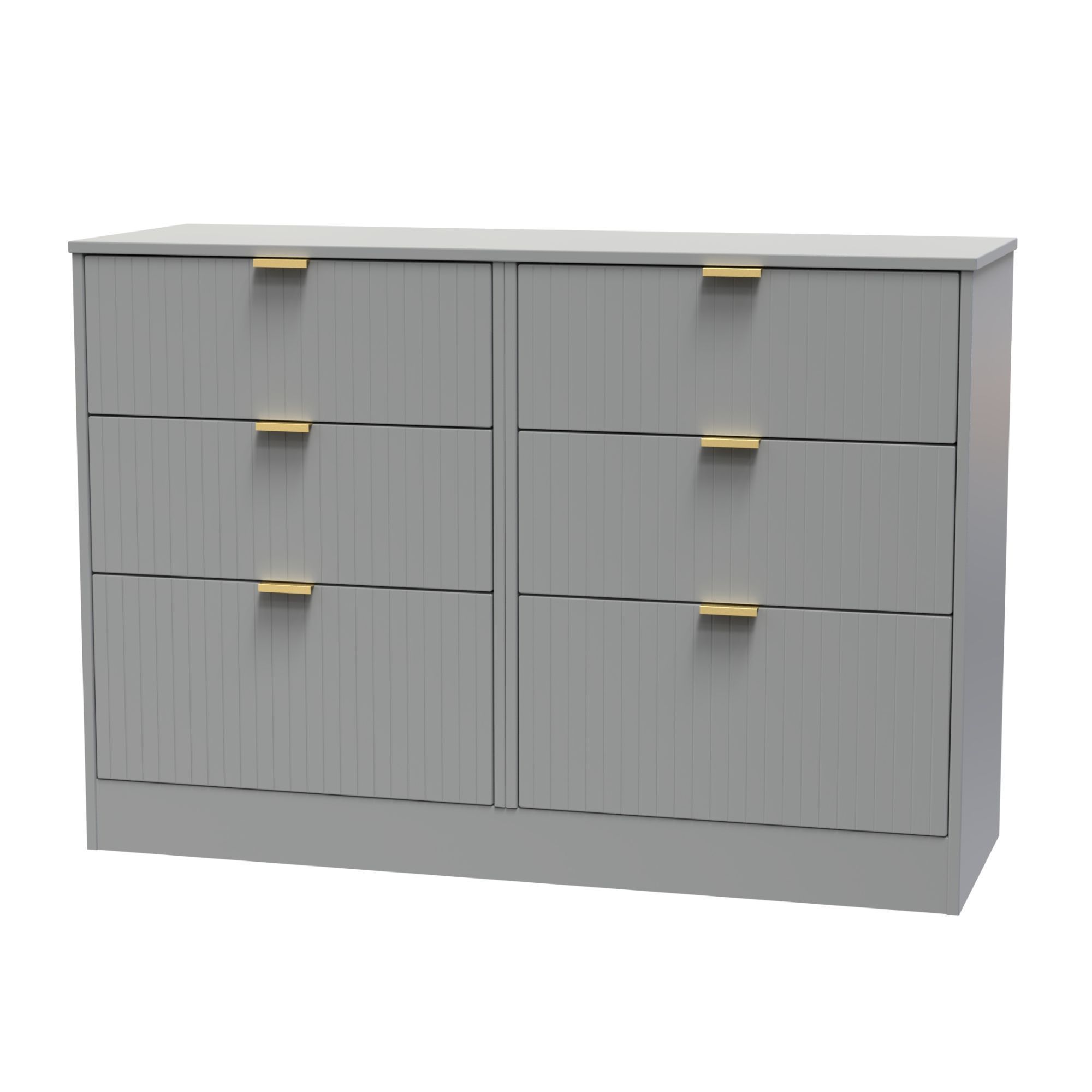 Nashville Ready assembled Grey 6 Drawer Chest (H)792mm (W)1117mm (D)395mm